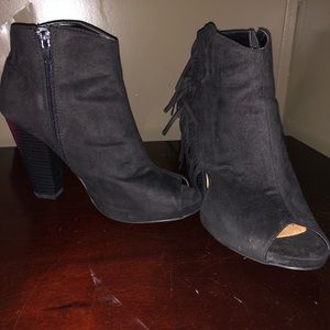 Peep top black Suede booties